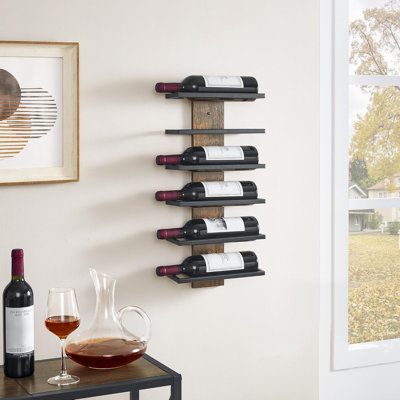 6 Tier Wall Mount Wine Rack, Wall Mounted Wine Bottle Racks for Display and Storage, Hanging Bottle Holder for Living Room, Dining Room, Bar, Wine Cel