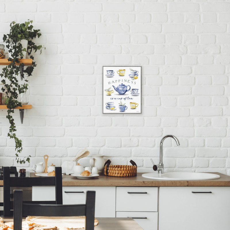 «Happiness is a Cup of Tea», estampe numérique, design by Elizabeth Tyndall, Estampe numérique Farmhouse, H 14 po x l 11 po