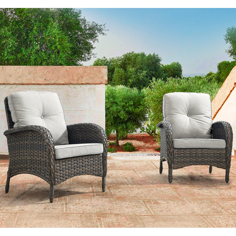 Aluel Wicker Rattan Outdoor Lounge Chair, Beige