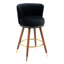 2 tabourets de bar à hauteur de comptoir - pieds en bois massif, pivotant fixe à 360 degrés et repose-pieds au centre avec siège noir de 2, hauteur, avec et repose-pieds, structure, sièges confortables, style rétro,