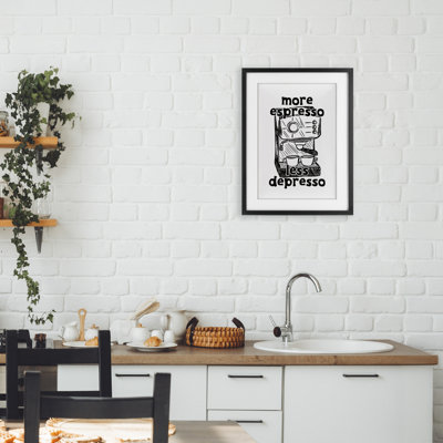 More Espresso Less Depresso Framed Print Under Glass, design by JJ Design House LLC