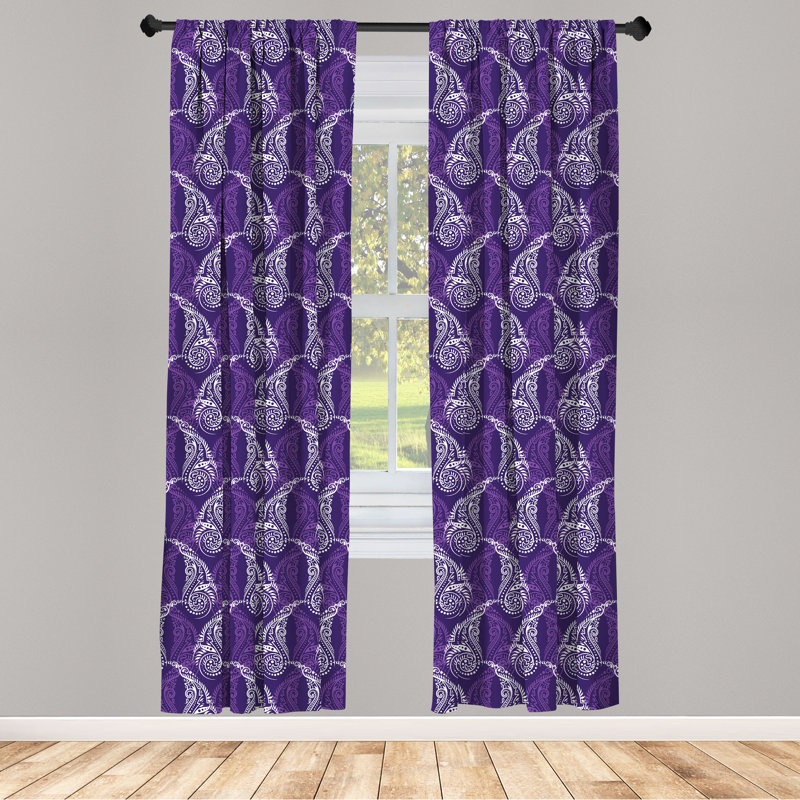 Ethnic Paisley Semi-Sheer Rod Pocket Curtain Panels, 28" x 63"
