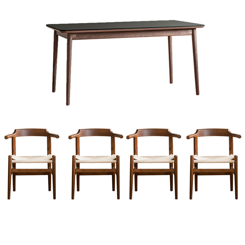 Ensembles de table de salle à manger durables en bois d'ardoise et de noyer., H 29,92 po x L 70,87 po x l 31,5 po