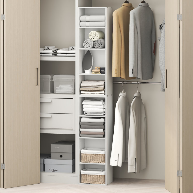 Organisateur de placard à 8 niveaux, tablette ouverte, largeur 30,5 cm, pour placard ou chambre, blanc, Blanc