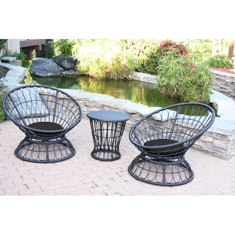 Barrigan 2 - Person Patio Conversation Set with Cushions, Black