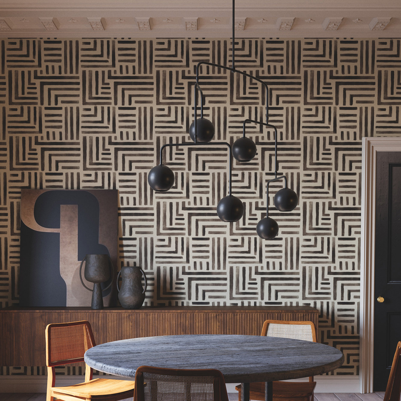 Unpasted Abstract Wallpaper, Gray