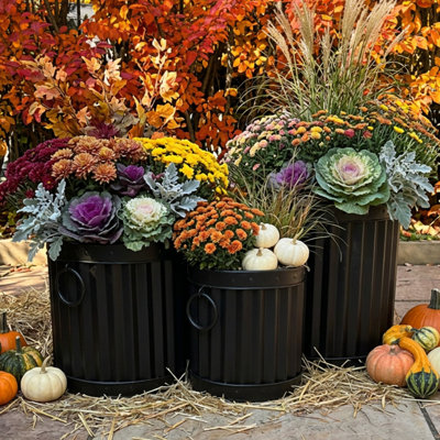 3 Piece Drummer Fluted Planters, 14.25"