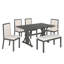 Table de salle à manger 6 pièces avec 4 chaises rembourrées et banc Farmhouse Classical-1466853305