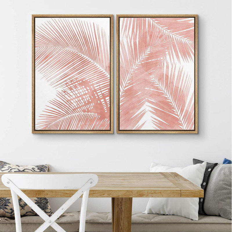 «Mid-Century Geometric Ring», 2 pièces sur toile, Encadré naturel, H 16 po x l 24 po