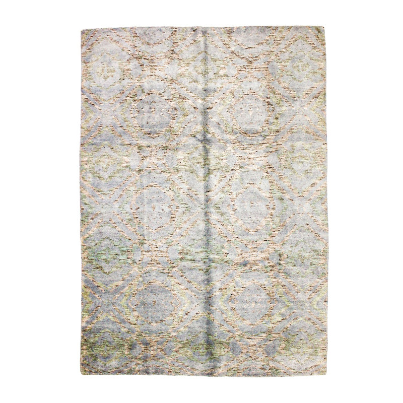 Tapis contemporain bleu et vert 7 x 10 7 po