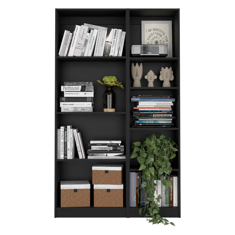 Benzoni Slim 2 Piece Living Room Set with 2 Bookcases, Black
