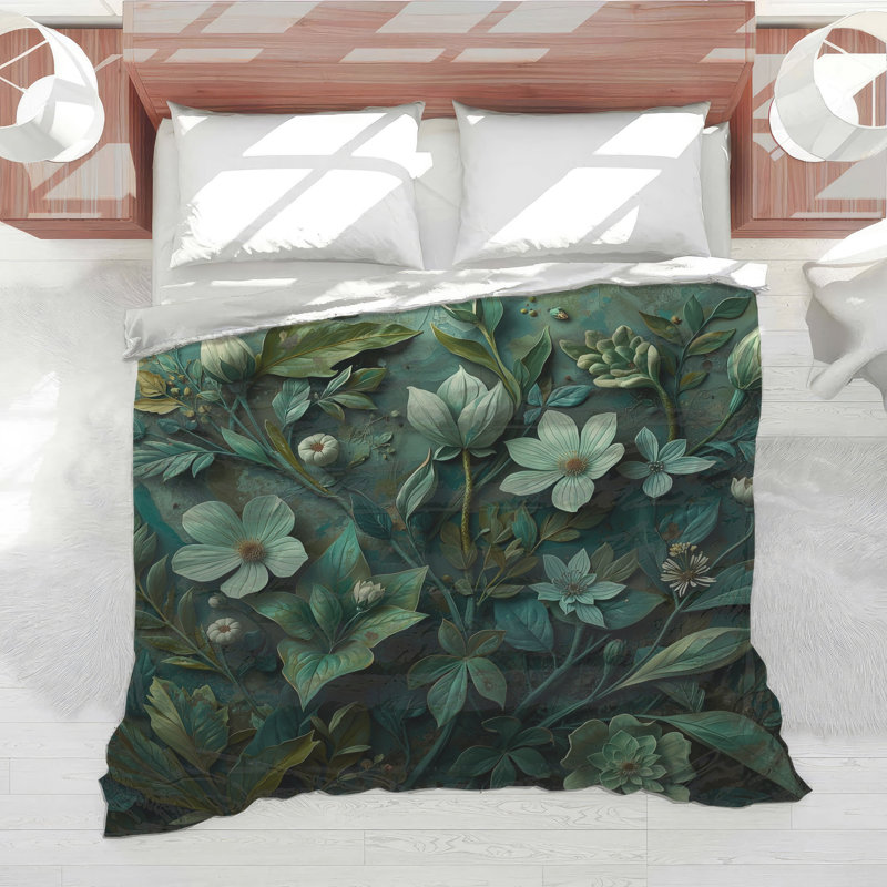 Édredon vert Botanical Illustration, Grand lit