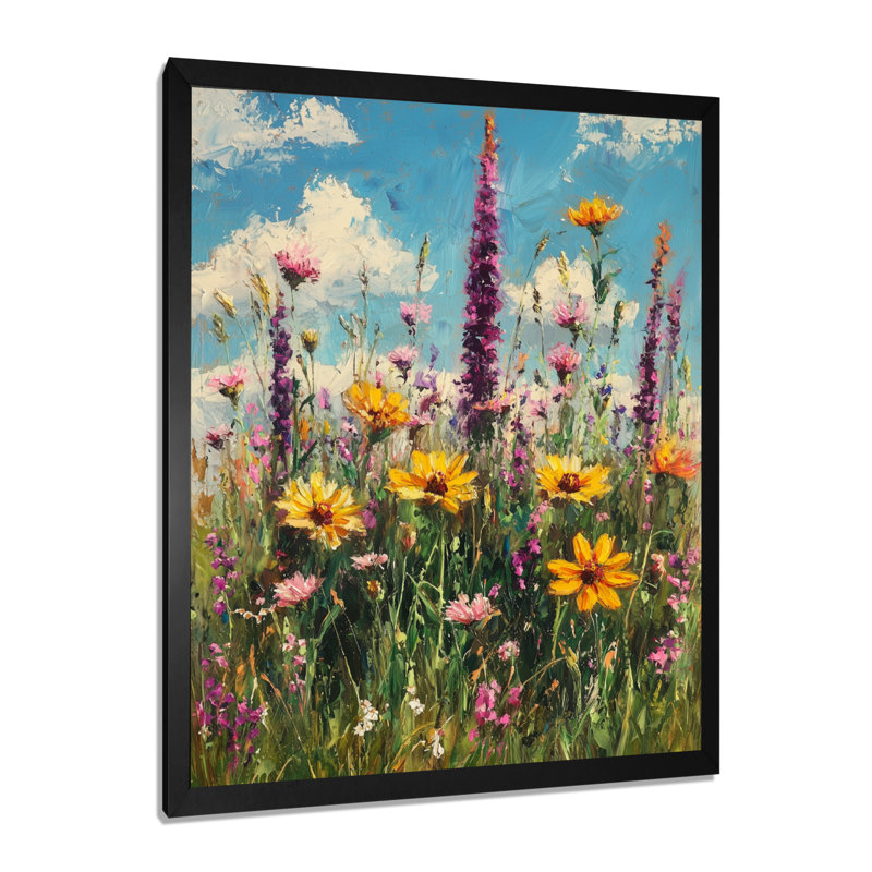 Barret - Floral Canvas Art Print, H 32 po x l 24 po, Reproduction encadrée sans passe-partout, Noir, noir, noir, noir