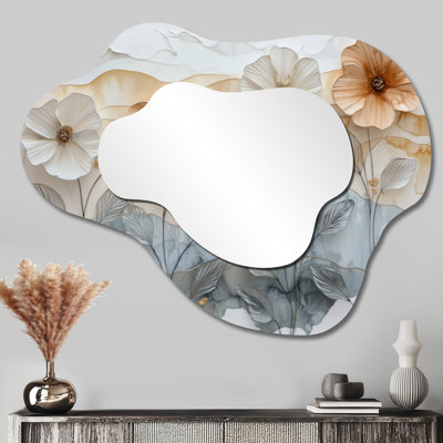 Doux crémeux Morning Glory Flowers Field I - miroir décoratif mural nuage de gloire du matin, miroir de coiffeuse traditionnel, imprimé sur métal