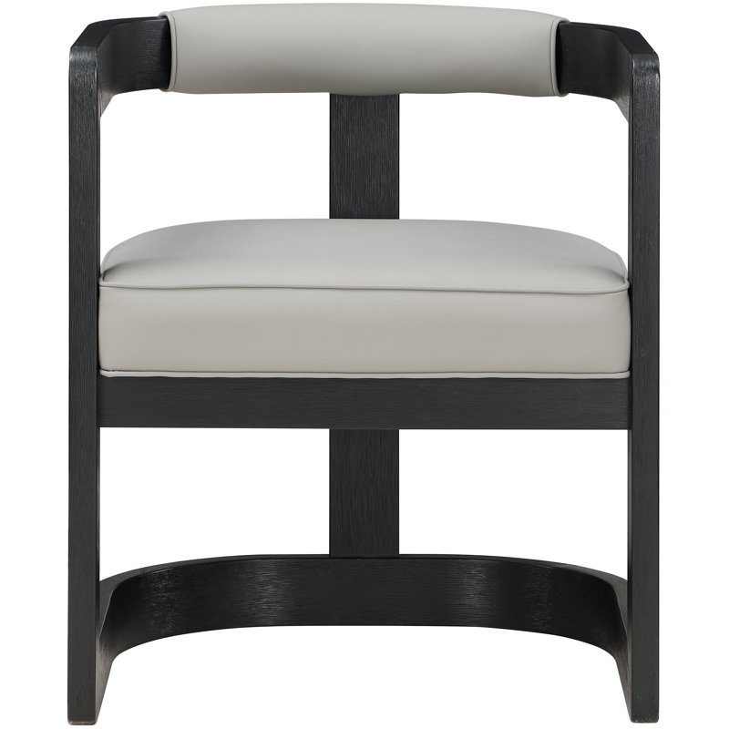 19.3'' H Upholstered Armchair, Black Wire Brush, Grey Vegan Leather