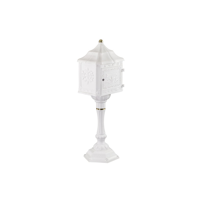 Aluminum Post Mounted Mailbox, White