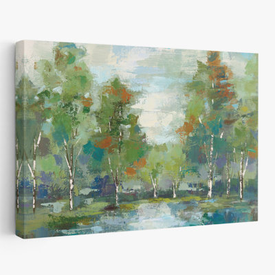 Forêt à l'aube, culture turquoise - forêt bleue, lac vert