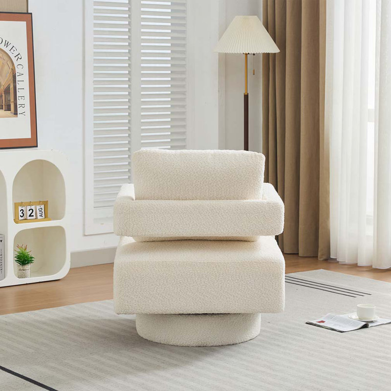 Ebern Designs Boucle Upholstered Swivel Accent Chair | Wayfair