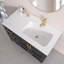 Dessus de meuble-lavabo à surface solide de 42 pouces avec lavabo intégré à droite, comptoir mince de 0,56 po d'épaisseur, design moderne blanc éclatant, léger et facile à installer