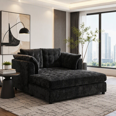 Chaise Lounge Sofa 54.7" 2-seater Chaise Lounge Sofa Couch with Soft Pillow Armrests for Living Room and Apartment