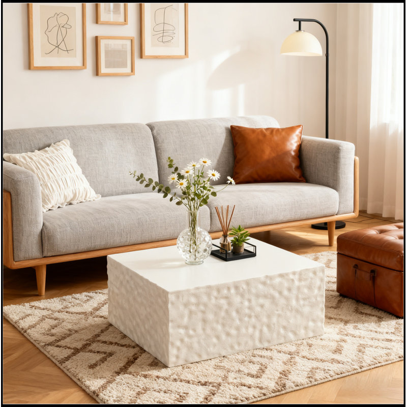 Table basse moderne en forme de nuage avec support durable et surface facile à nettoyer, aucun assemblage requis
