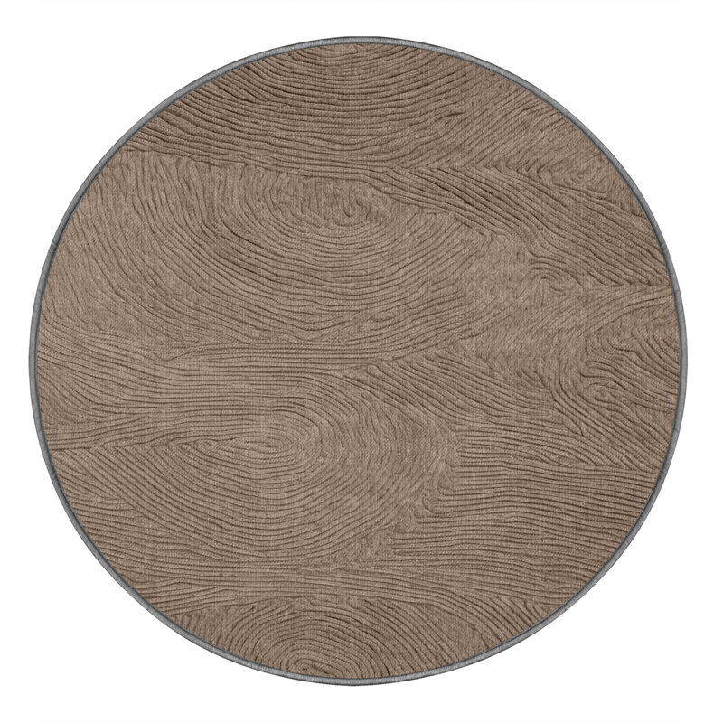 Tapis abstrait gris lavable à la machine, Rond 8 pi