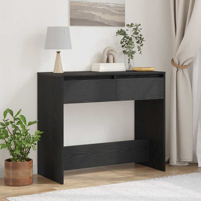 Isaish Console Table, 76.5cm H x 89cm W x 41cm D, Black Oak