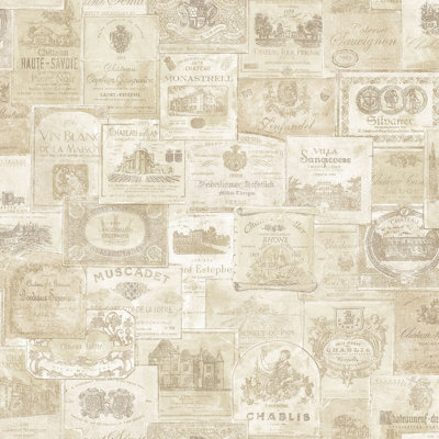 Nostalgie Wine Labels Wallpaper Roll
