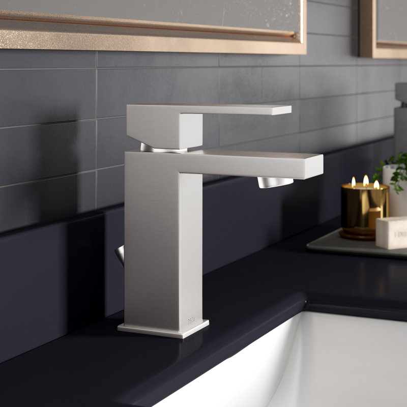 Modern Single Hole Bathroom Faucet with Drain Assembly, Single Handle Bathroom Sink Faucet, Brilliance Stainless