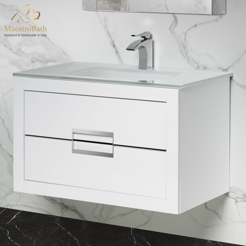Danya 32'' W Single Vanity, White, Silver, White