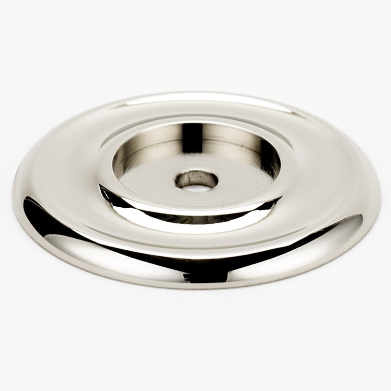 Traditional Metal Knob Backplate, 1.25'' H X 1.25'' W X 0.19'' D, Polished Nickel