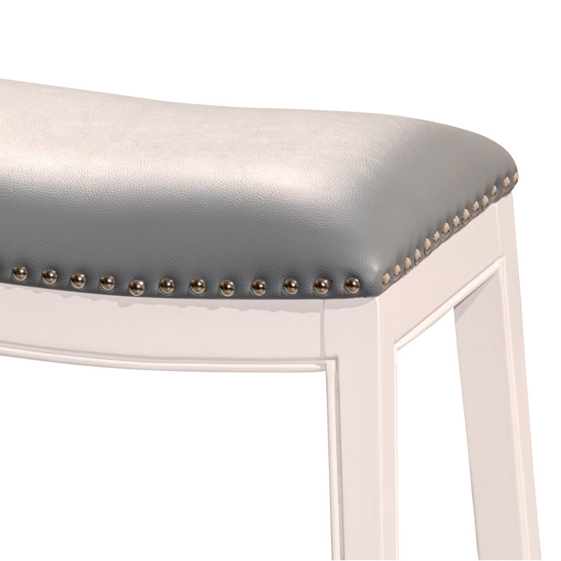Charming And Durable Bar Stool With Premium Leather Seat For Various Spaces, Gray, Gray