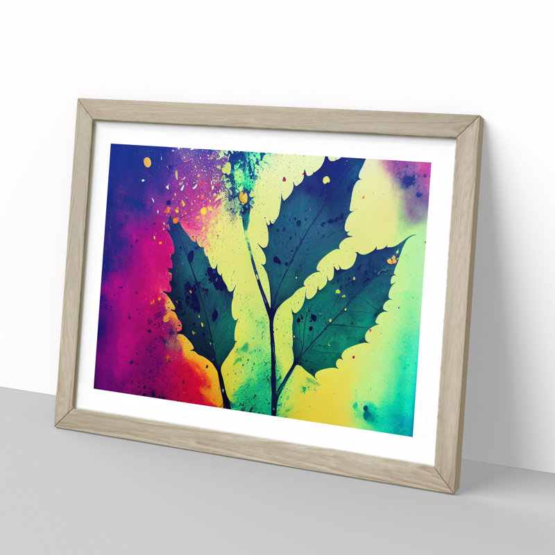 XH1022-6730X Paint Leaf Splash Vol.4 - Single Picture Frame Painting, 34cm H x 46cm W x 2cm D, Oak Framed