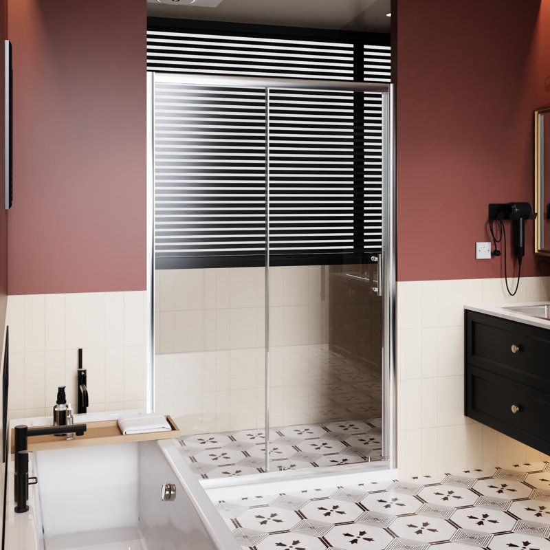 48 In W X 72 H Single Sliding Shower Door With 1/5 Inch Thick Clear Tempered Glass, Aluminum Alloy Frame, Corrosion - , Reversible Installation Finish, Rollers, Left Or Right