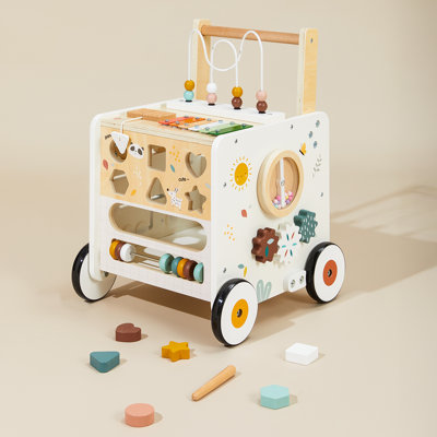 Poussette en bois pour bébé avec centre d'activité et de vitesse réglable