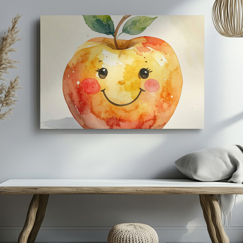 Happy Apple Canvascartoon, H 9 po x l 12 po