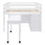 Lit mezzanine double avec bureau d'écriture rétractable, 4 tiroirs et tablettes latérales pour une utilisation maximale de l'espace-418072954-418072953