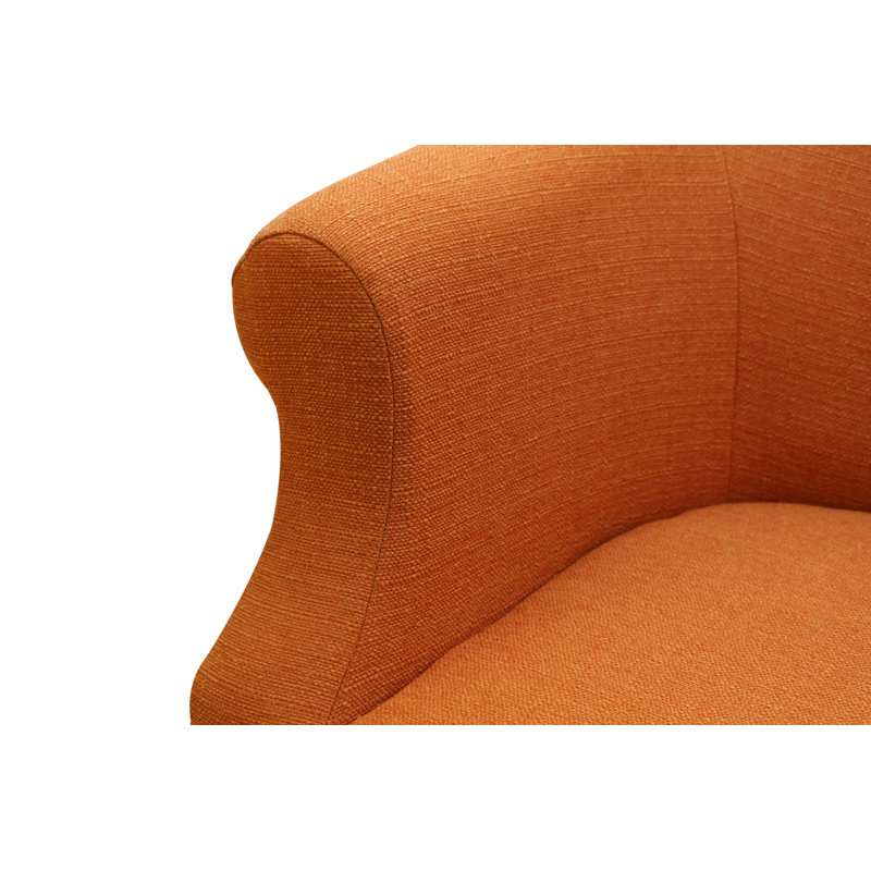 Fauteuil demi-tonneau en polyester Adea, Tissu natté safran Klein