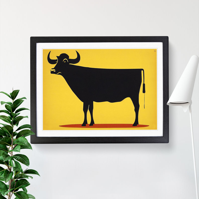 Cow Abstract Vol.2 - Single Picture Frame Print, Black, 46cm H x 64cm W x 2cm D