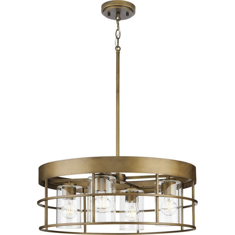 Lustre géométrique à 4 lumières Jhuhi, Bronze vieilli