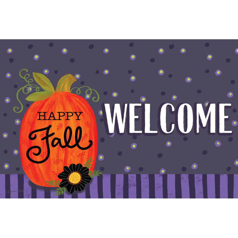 «Jamirion Welcome Fall Pumpkin On Canvas» par Annie Lapoint, art textuel, H 32 po x l 48 po