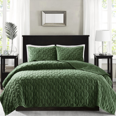 Courtepointe très grand / très grand en velours - 3 pièces, matelassage géométrique pour une apparence de chambre à coucher élégante et chaleureuse, 1 et 2 taies décoratives, pièces rembourrées en coton avec matelassage doux, matelassé, confortable