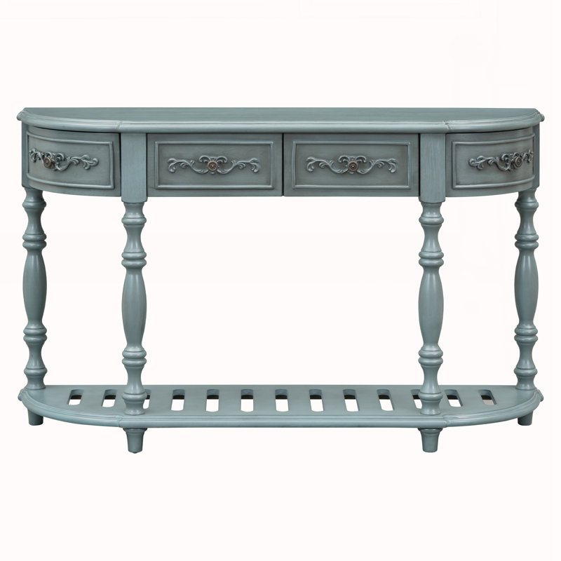 Console courbée moderne et contemporaine de 52 po, Antique Blue