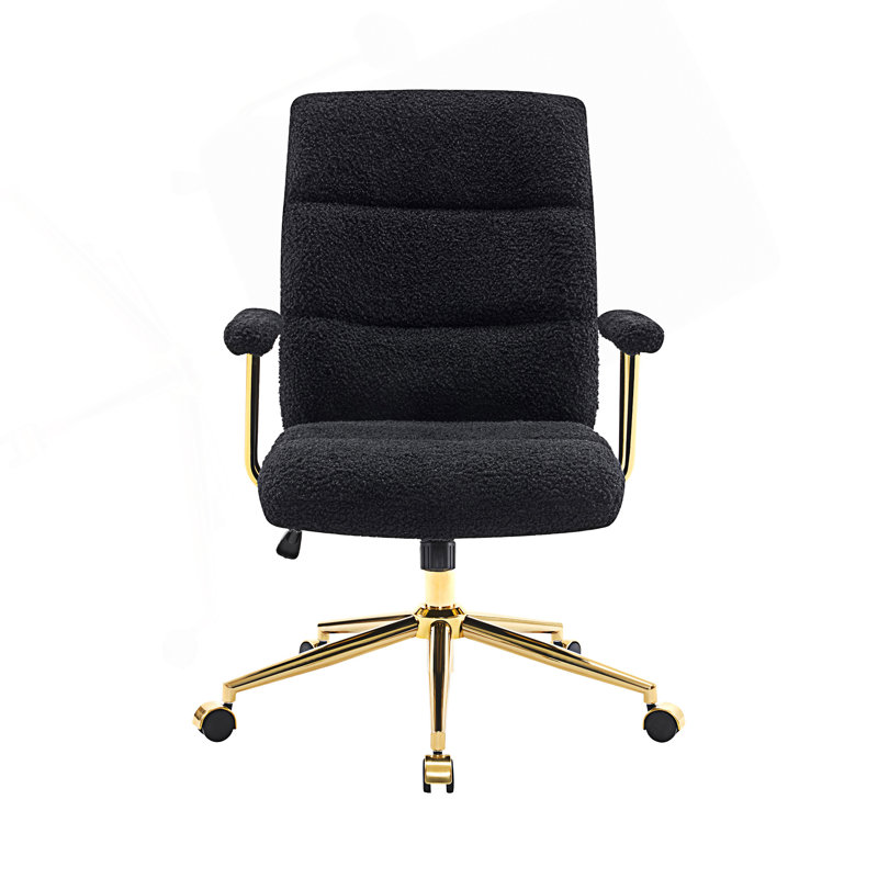 Chaise de bureau réglable en hauteur, chaise de bureau moderne avec accoudoirs rembourrés, Noir