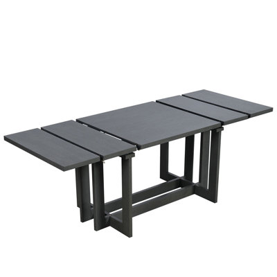 Rustic 82inch Extendable Dining Table, Trestle Kitchen Table with Two 12'' Removable Leaf