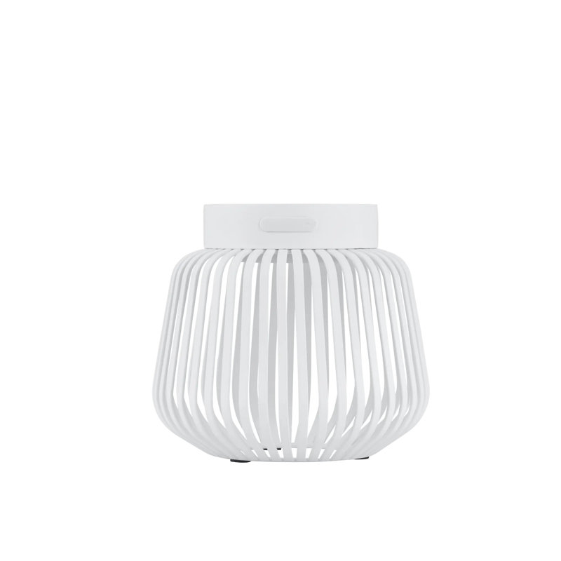 Steel Lamp, White, 12cm H x 13.5cm W x 13.5cm D