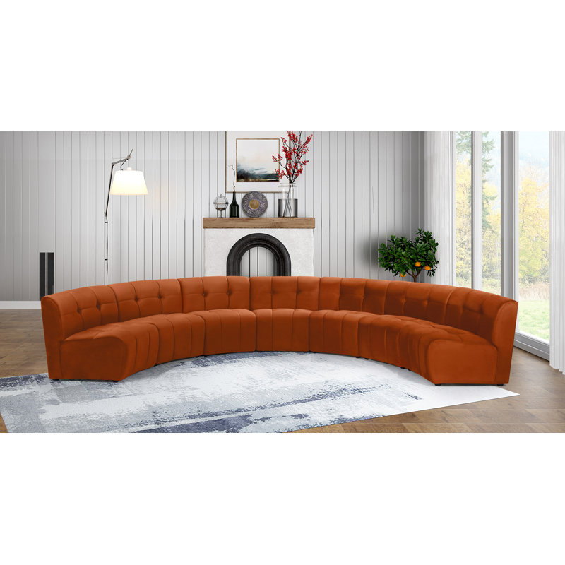 Jedson Velvet Sectional Symmetrical, Cognac Velvet