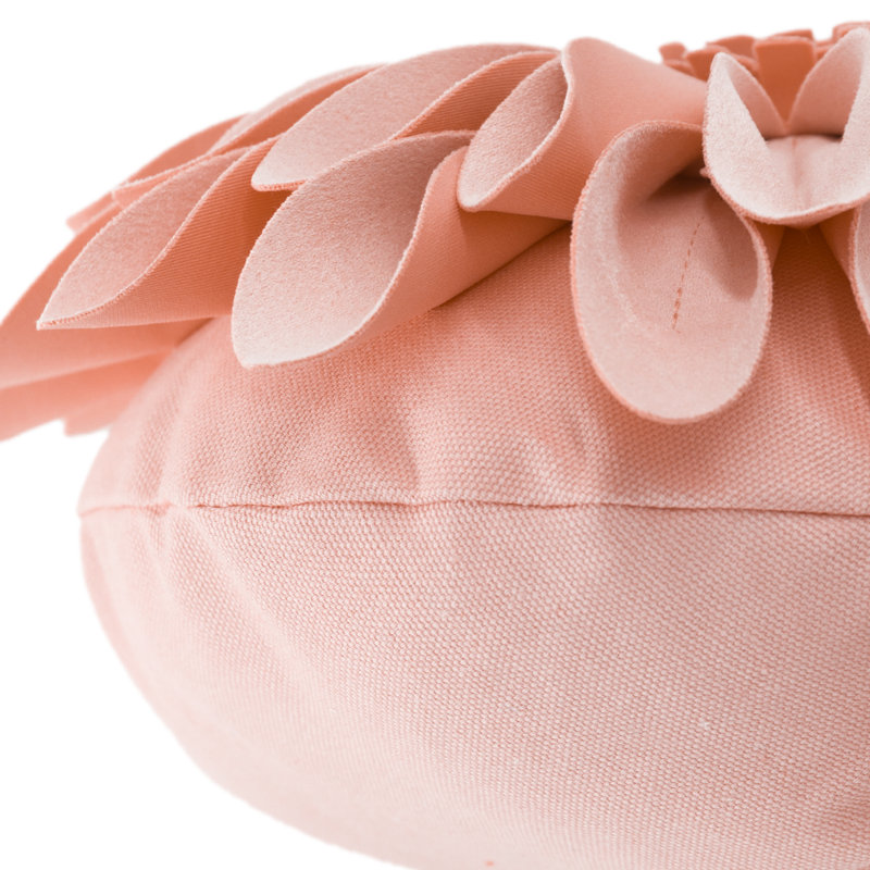 Appliqued Throw Pillow 3D Sunflower Accent Pillow Cover & Insert, Pink - Canvas & Solid Suede, Square 12"