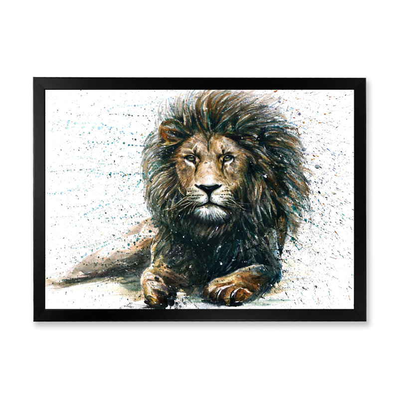 Lion animaux prédateurs - reproduction de cadre photo sur toile, Cadre noir, H 8 po x l 12 po x P 1 po