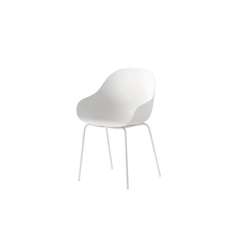 Academy Armchair with Metal Frame and Plastic Seat, Matt Optical White, Matt Optical White